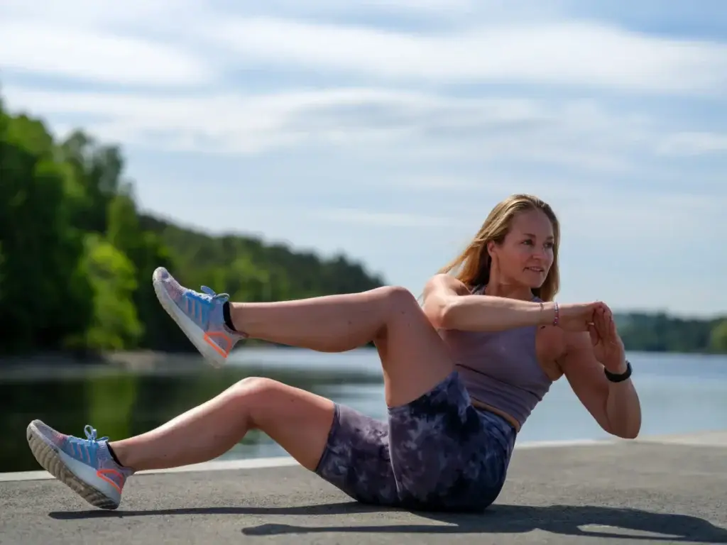 Russian twists are an effective strength exercise that requires no equipment.